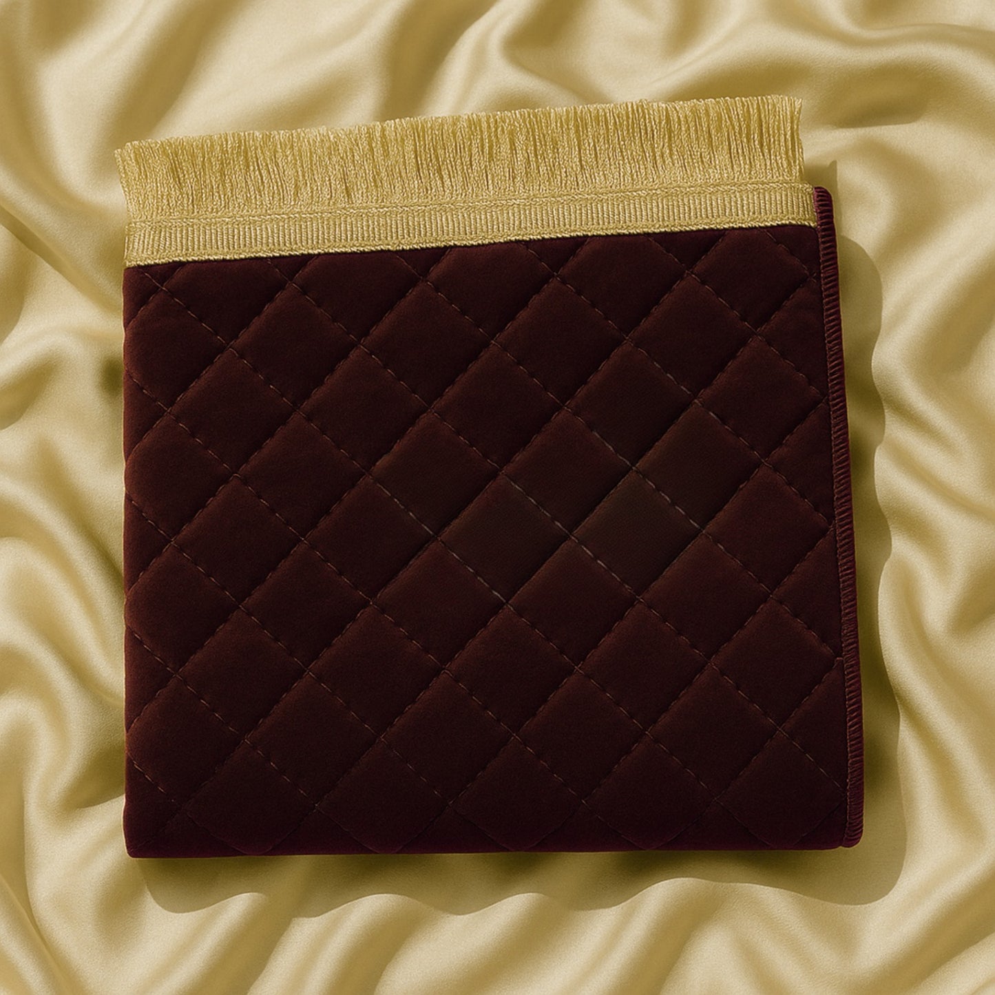Brown Velvet Quilted Prayer Mat – Luxury Edition