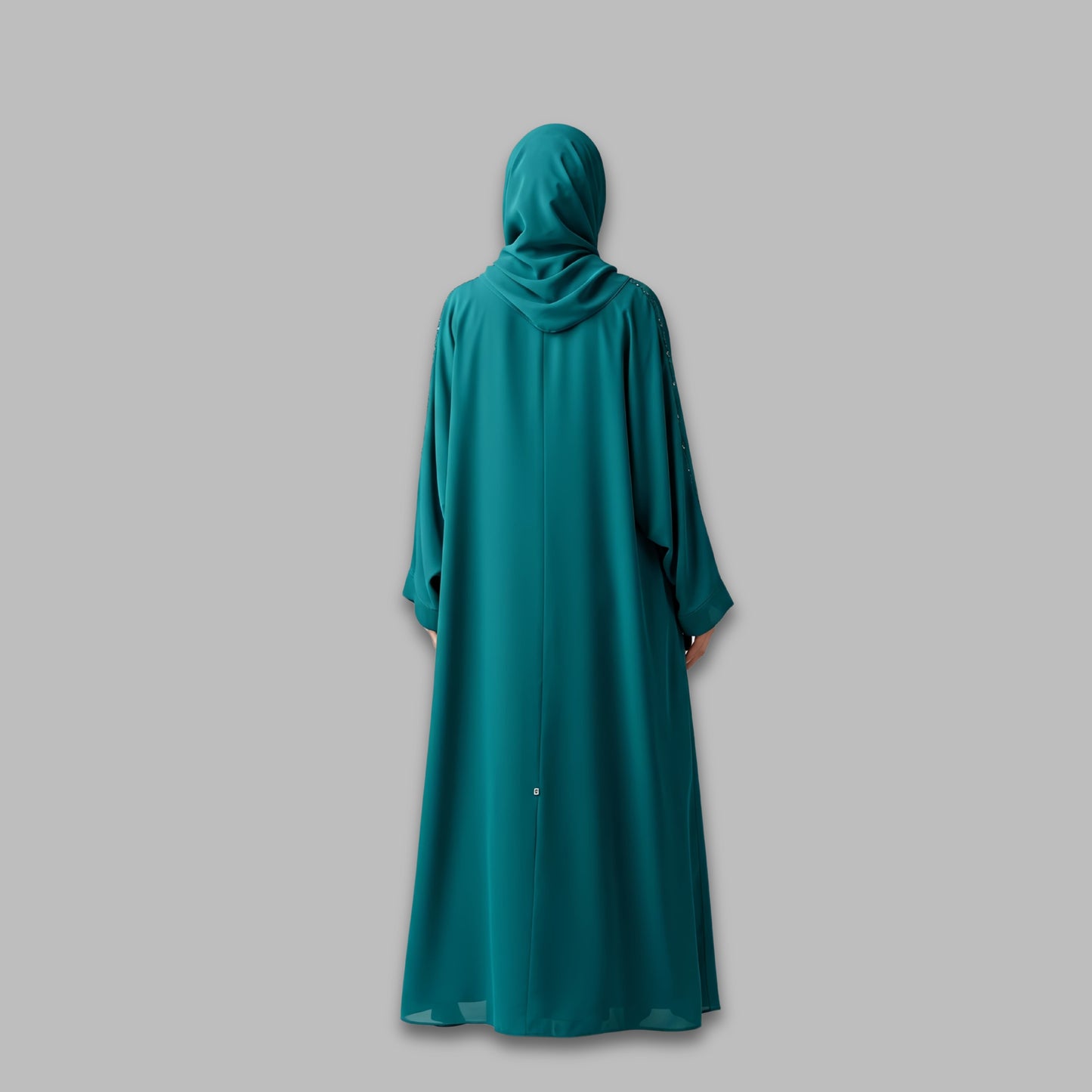 Areeba Teal Abaya – Serene Style with a Statement