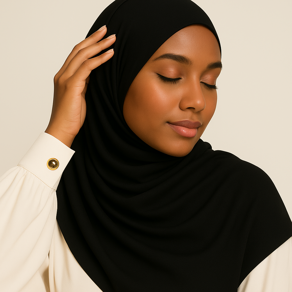 Noir Grace Hijab – Classic Black Elegance
