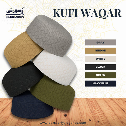 Kufi Waqar – Premium Embroidered Islamic Cap