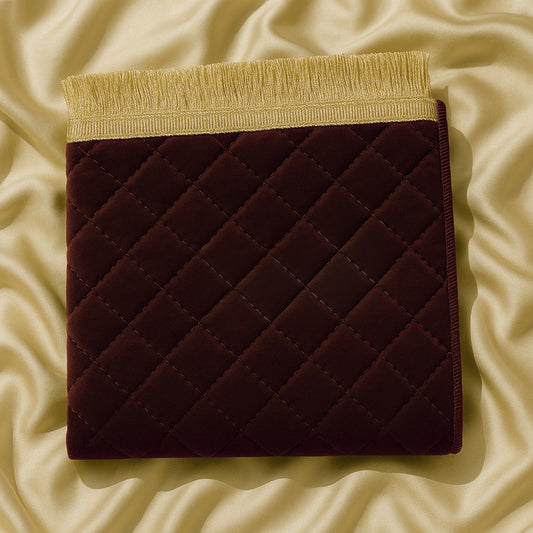 Brown Velvet Quilted Prayer Mat – Luxury Edition