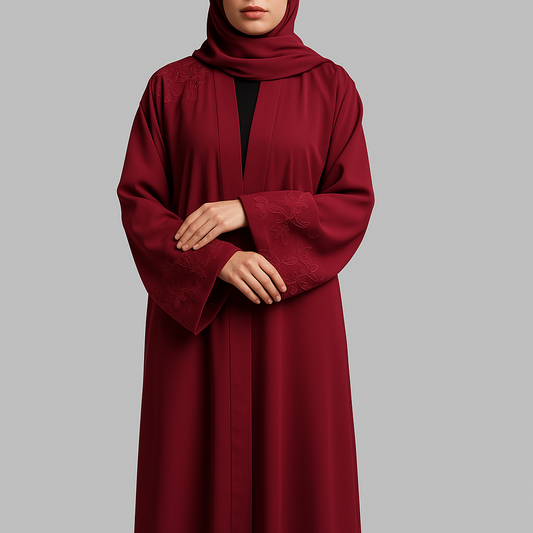 Layla Mahroon Abaya – Deep Grace in Motion