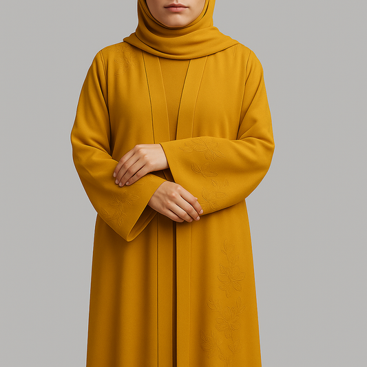 Zaria Mustard Abaya – Radiant Elegance in Every Step