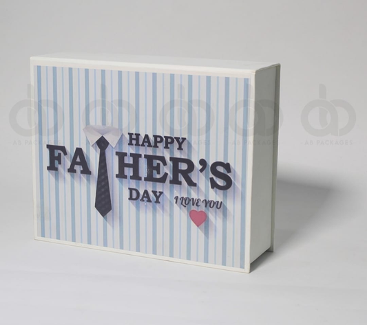 Happy Father's Day' Magnetic Box - Blue Stripe Tie Design