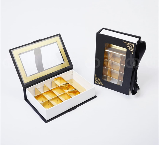 Luxury 'Book Style' Date Box with Clear Window (9 Pcs)
